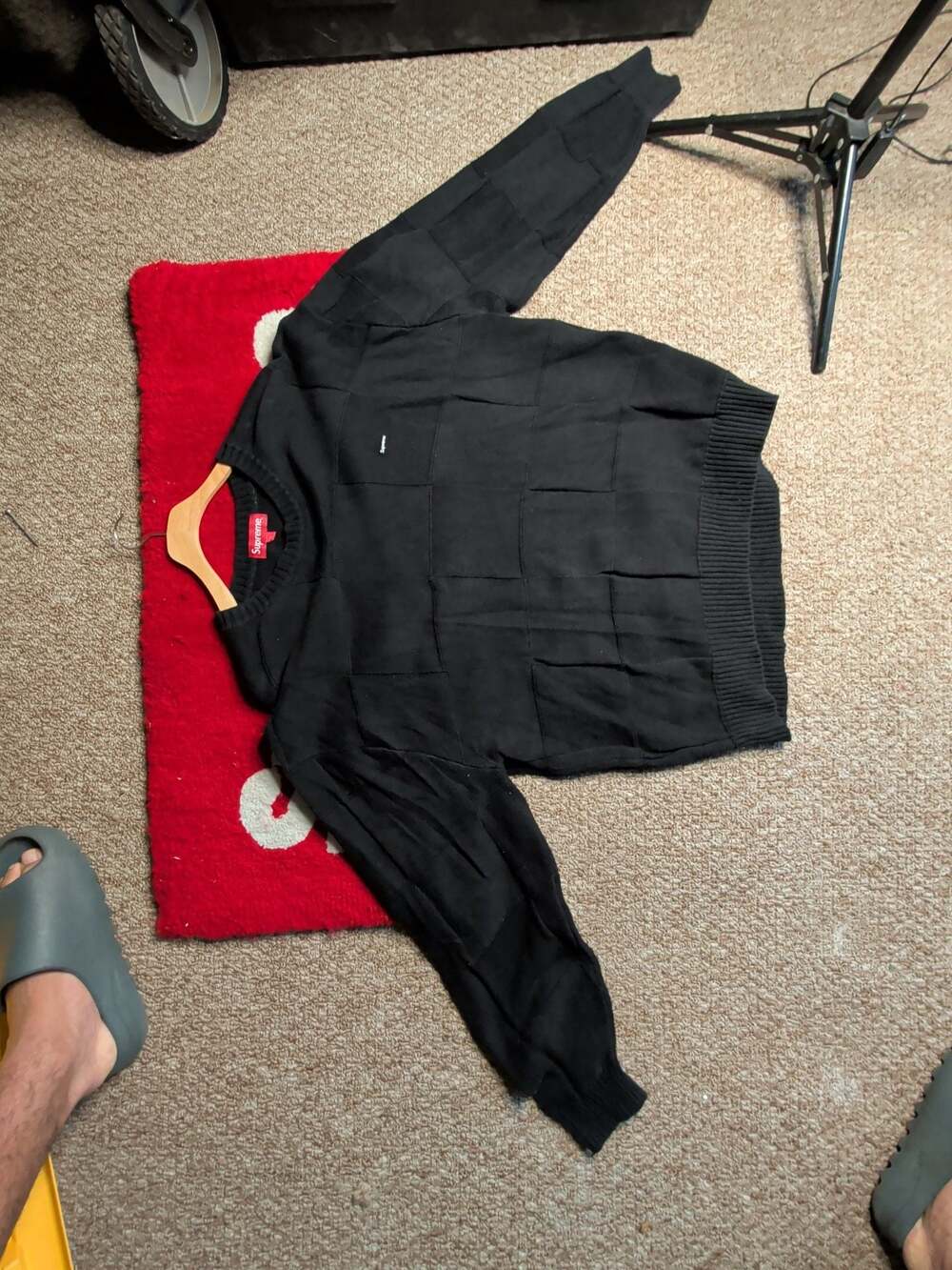 Supreme Tonal Checkerboard Small Box Logo Sweater Black